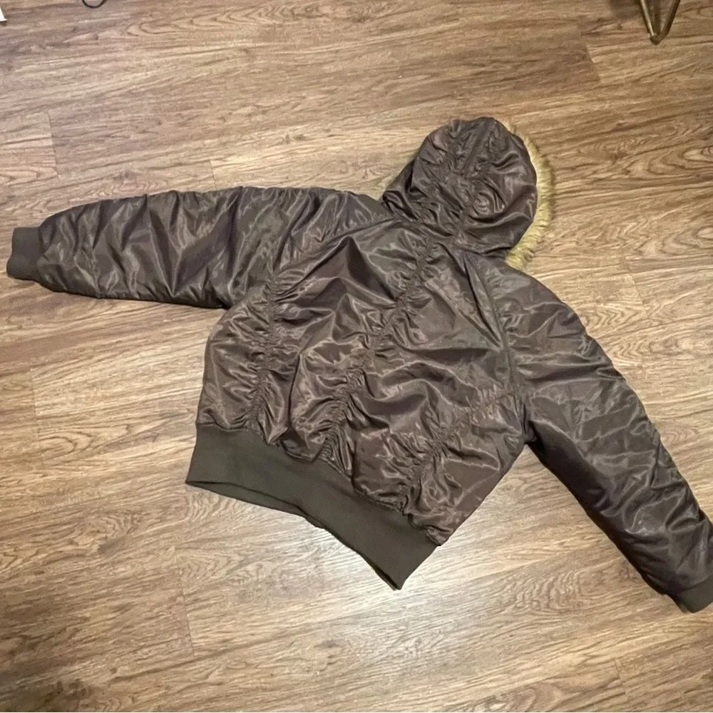 Vintage South Pole Women’s Faux Fur Trim Hooded Jacket Brown Size 3X